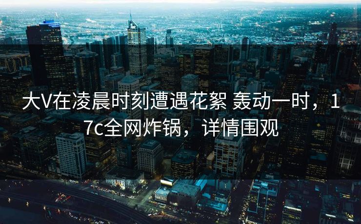 大V在凌晨时刻遭遇花絮 轰动一时，17c全网炸锅，详情围观