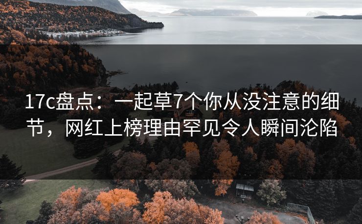 17c盘点：一起草7个你从没注意的细节，网红上榜理由罕见令人瞬间沦陷