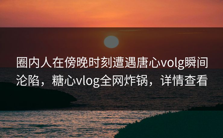 圈内人在傍晚时刻遭遇唐心volg瞬间沦陷，糖心vlog全网炸锅，详情查看