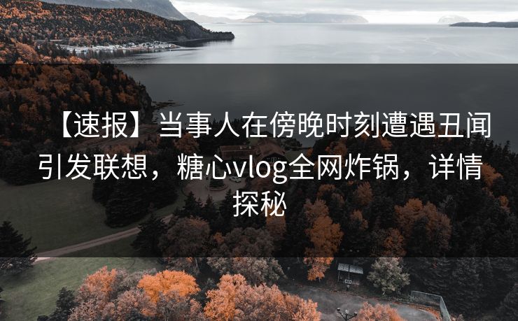 【速报】当事人在傍晚时刻遭遇丑闻引发联想,糖心vlog全网炸锅,详情探秘 【速报】当事人在傍晚时刻遭遇丑闻引发联想,糖心vlog全网炸锅,详情探秘