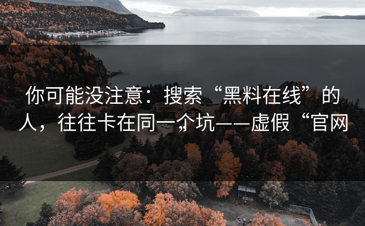 你可能没注意：搜索“黑料在线”的人，往往卡在同一个坑——虚假“官网”