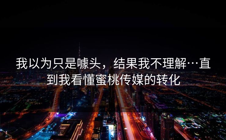 我以为只是噱头，结果我不理解…直到我看懂蜜桃传媒的转化